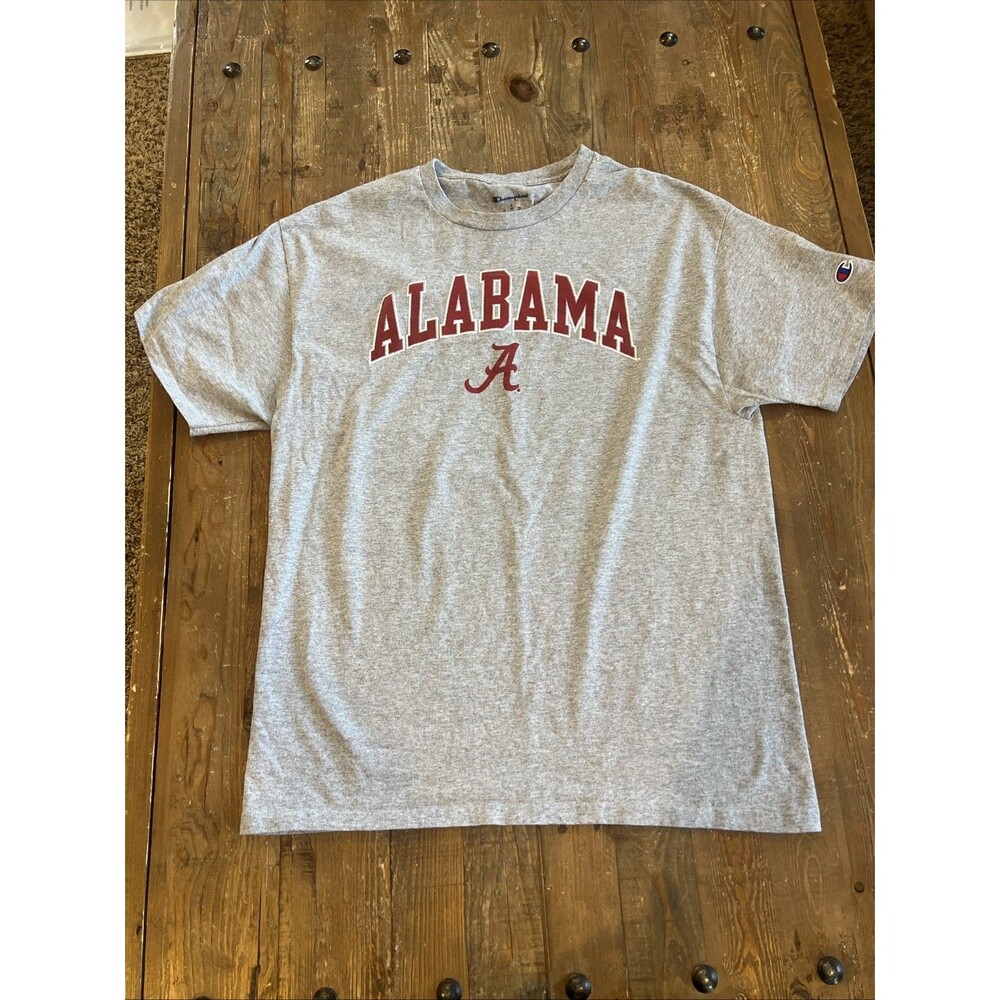 Men's Champion Gray Alabama Crimson Tide Script A Stack T-Shirt Large